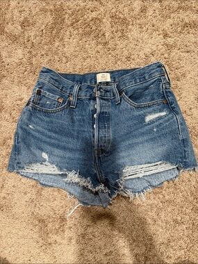 Levi's Distressed Denim Cutoff Shorts - Blue